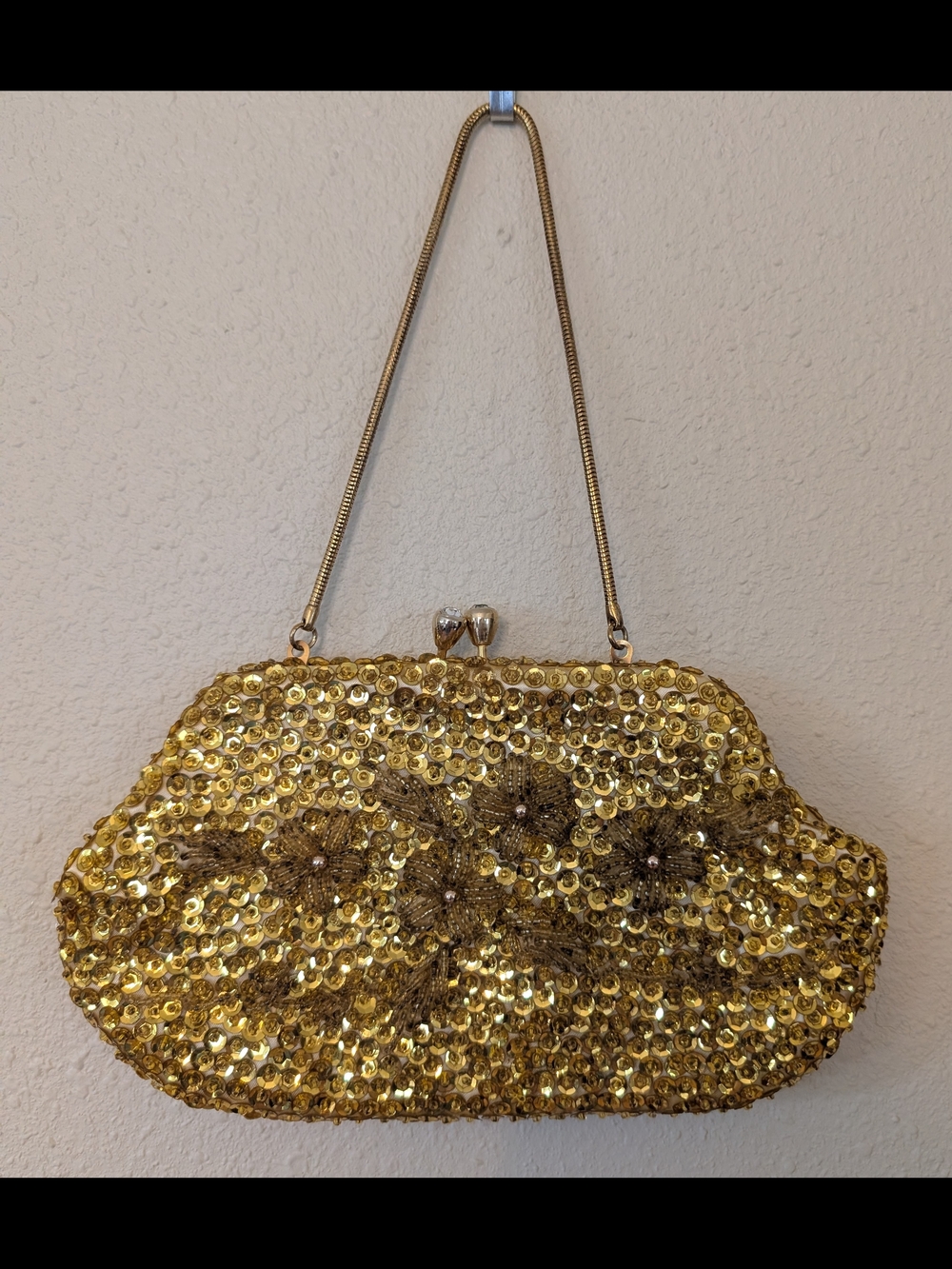 Gold Sequin Evening Clutch Bag